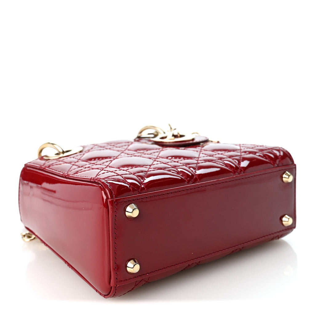 Patent Cannage Mini Lady Dior Red