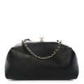 Lambskin Stitched Clutch With Chain Black