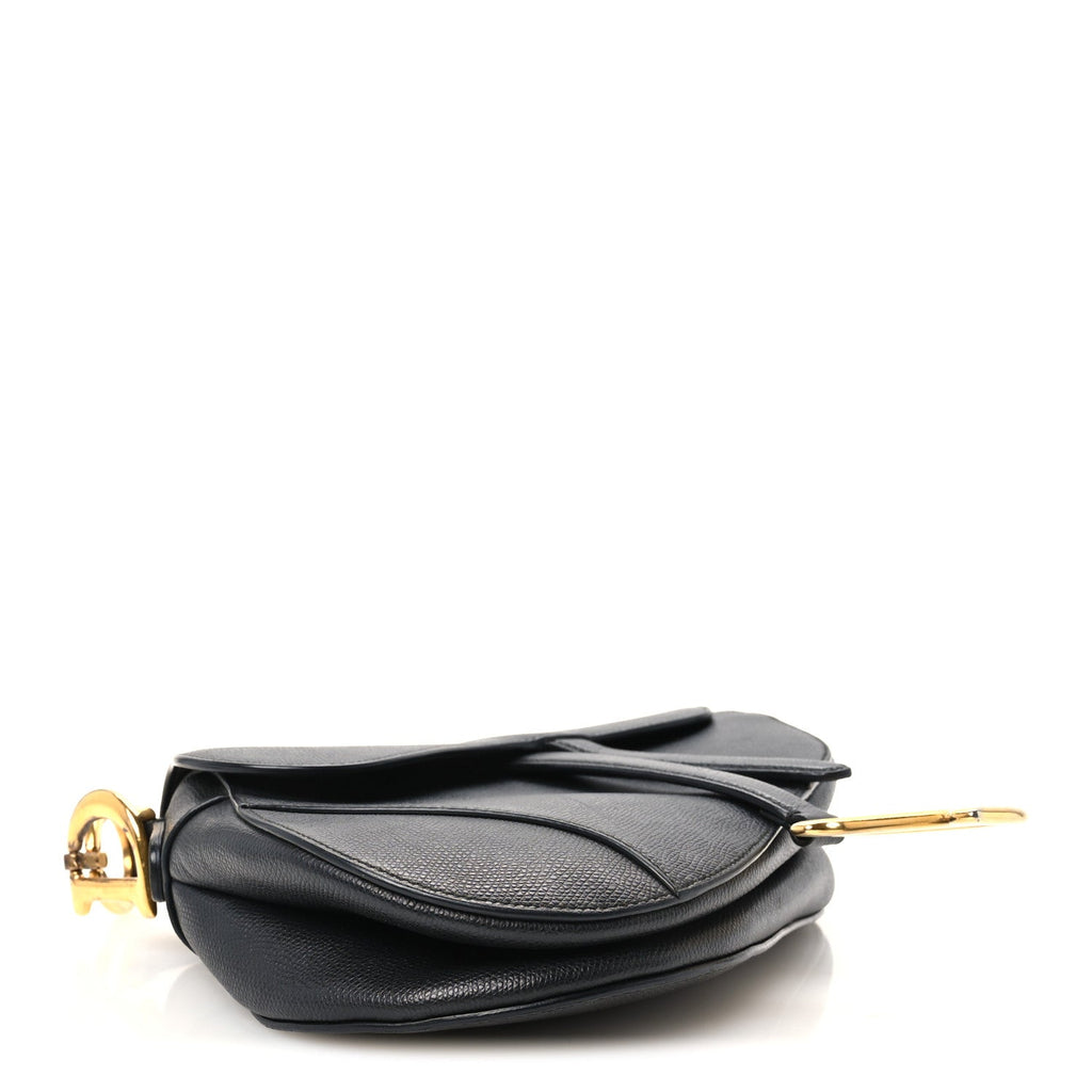 Grained Calfskin Saddle Bag Black