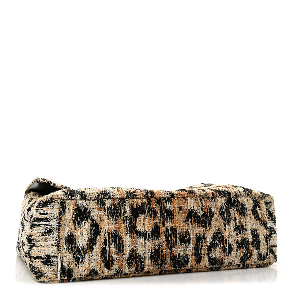 Tweed Mixed Fibers Leopard Print Souplissimo Maxi Flap Brown Black White