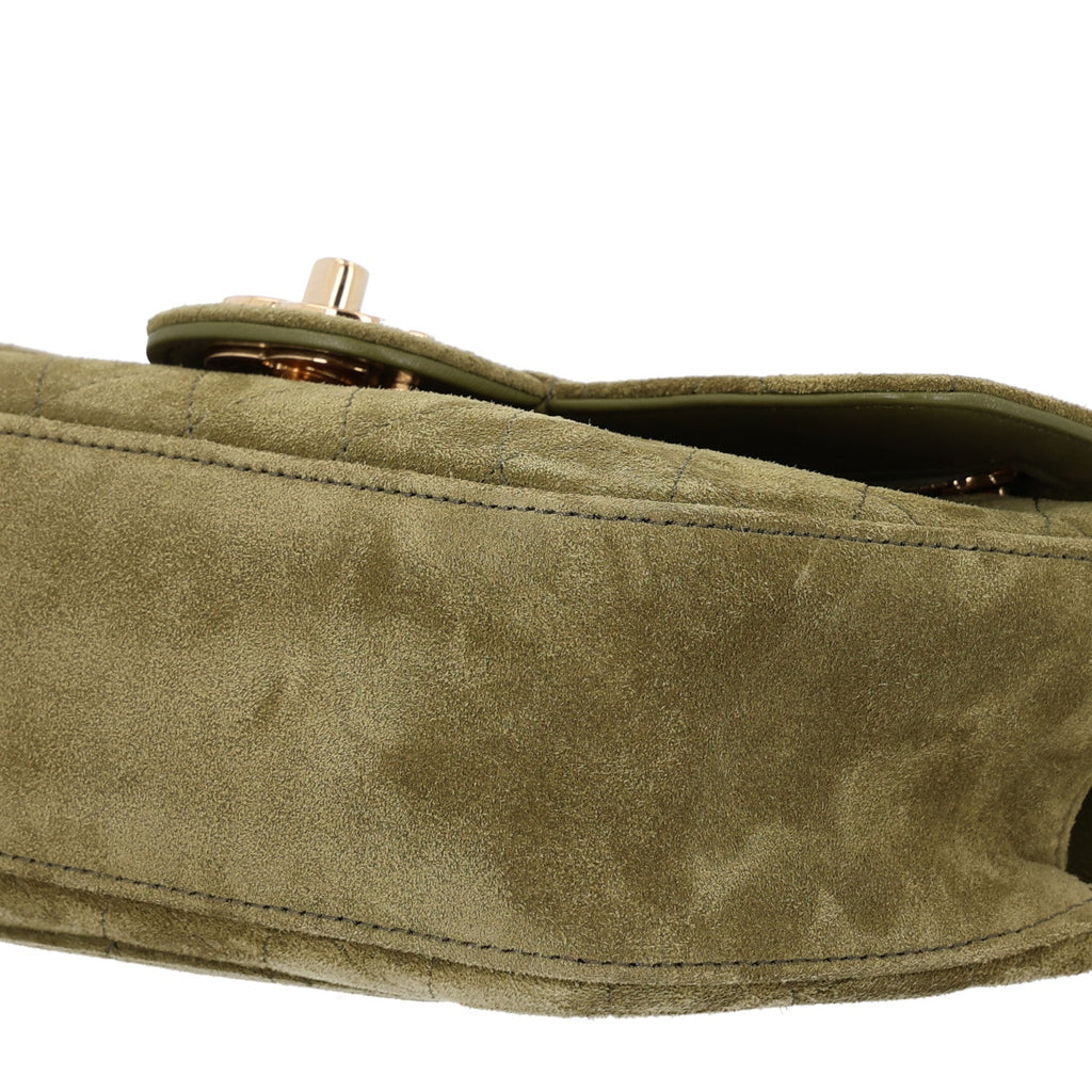 Suede Calfskin Mini Souplissimo Flap Khaki