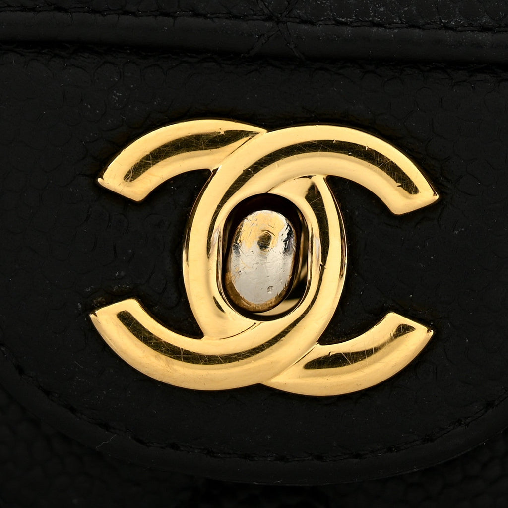 Caviar Quilted Small Double Flap Black