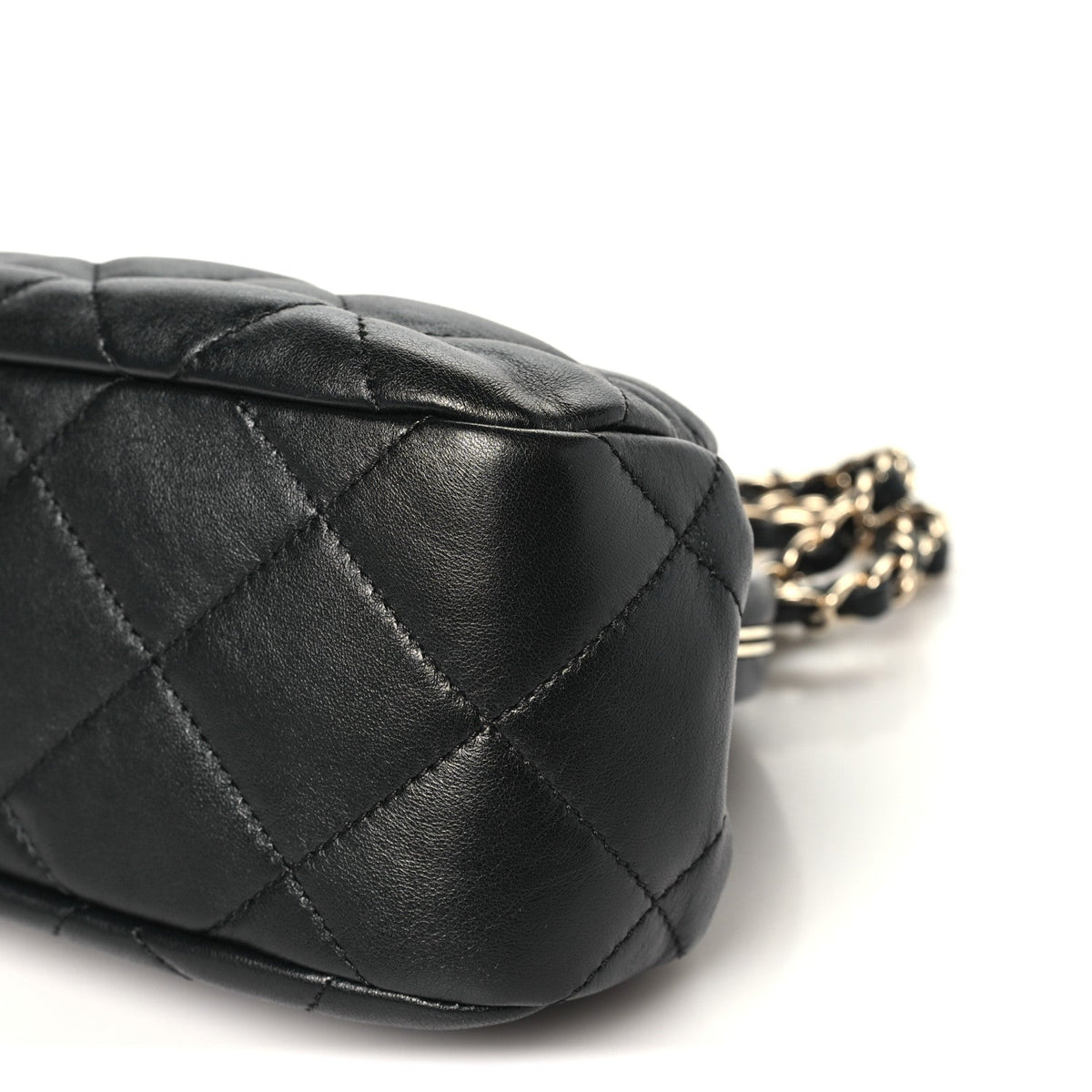 Lambskin Quilted CC Kisslock Clutch Black