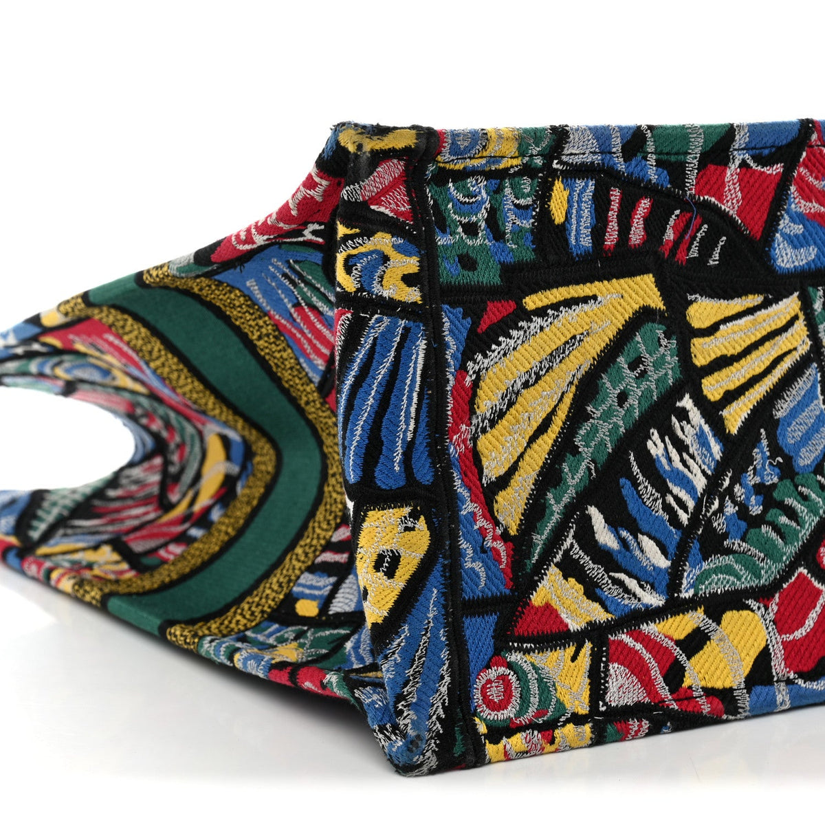 Canvas Embroidered Butterfly Book Tote Black Multicolor