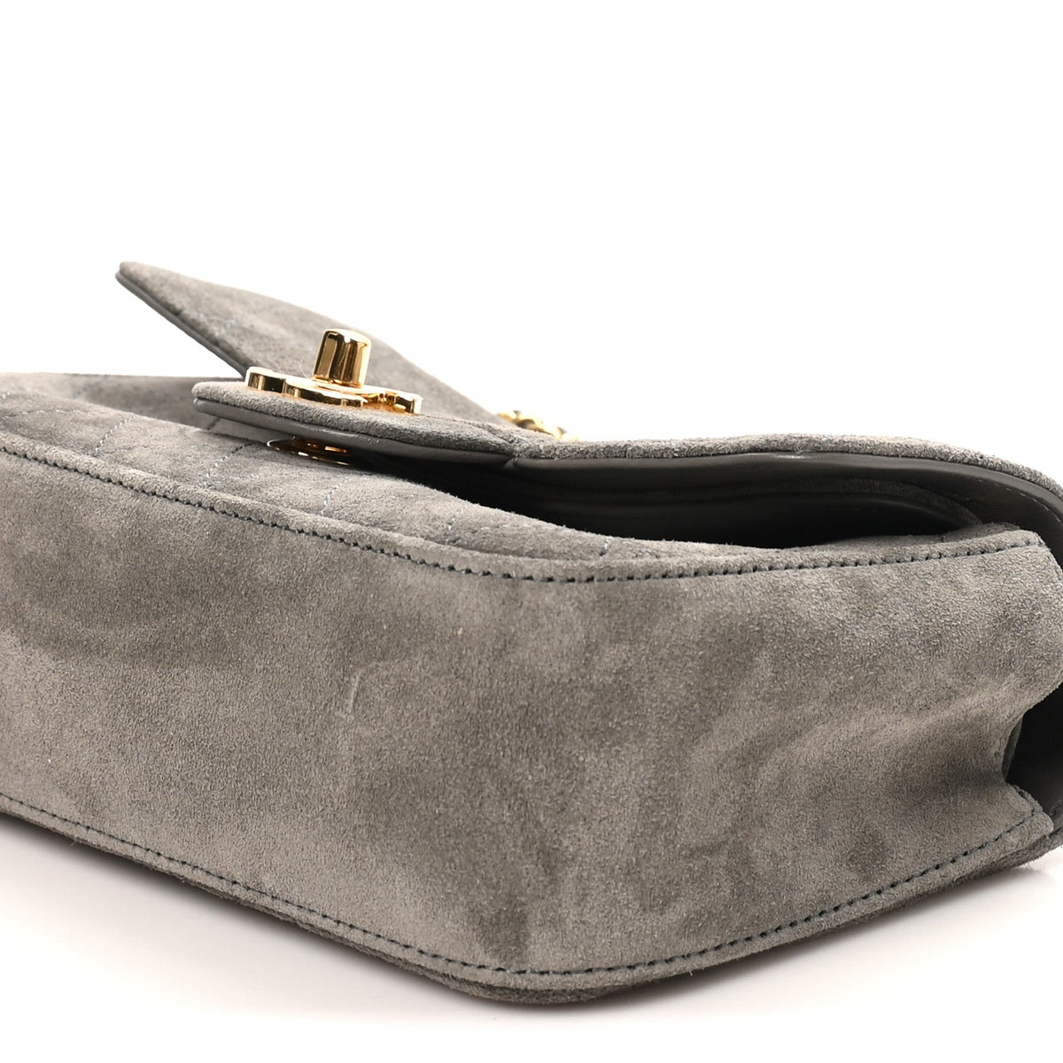 Suede Calfskin Mini Souplissimo Flap Dark Grey