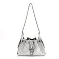 Metallic Caviar Quilted Mini Chanel 25 Handbag Silver