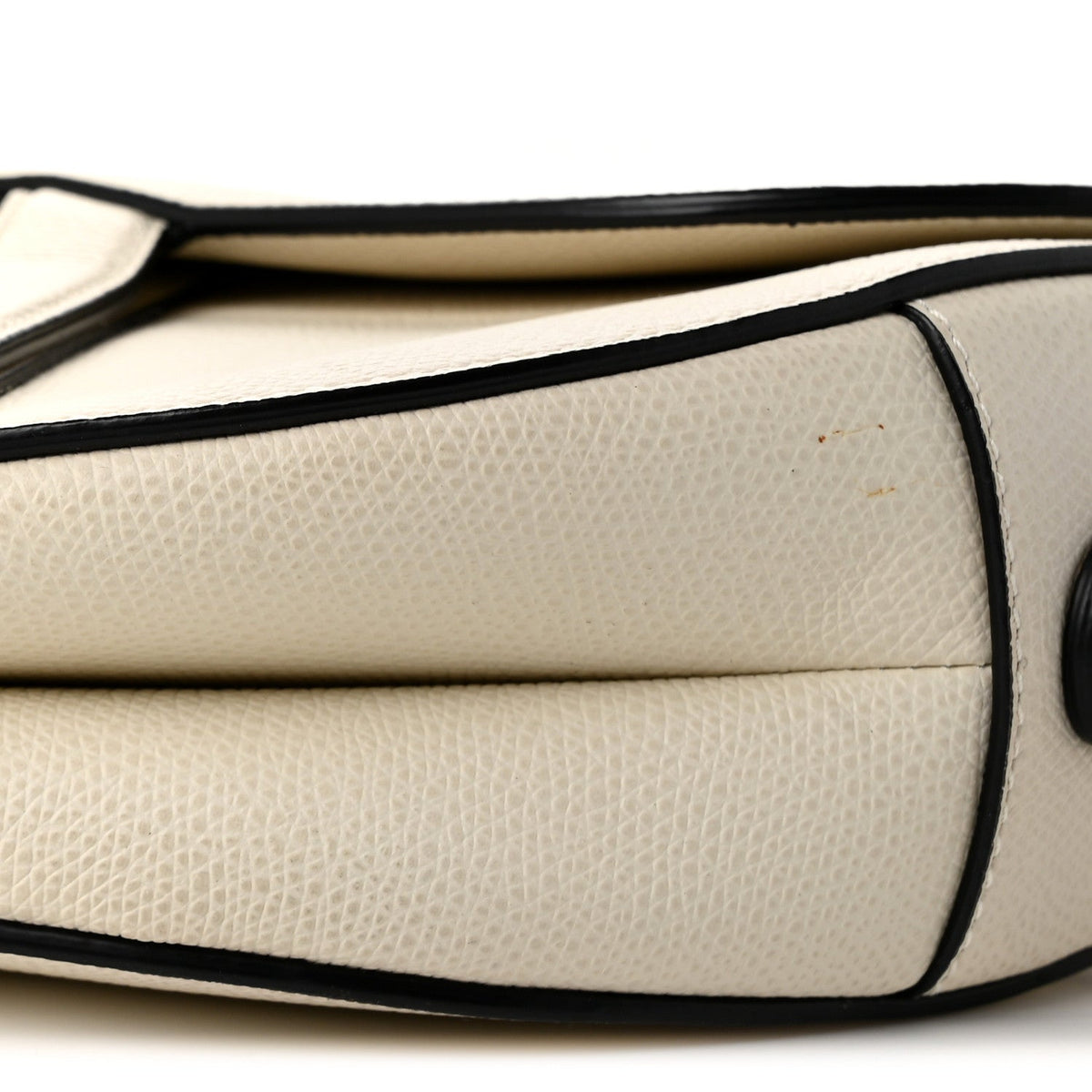 Grained Calfskin Saddle Bag White
