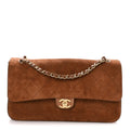 Suede Calfskin Small Souplissimo Maxi Flap Camel