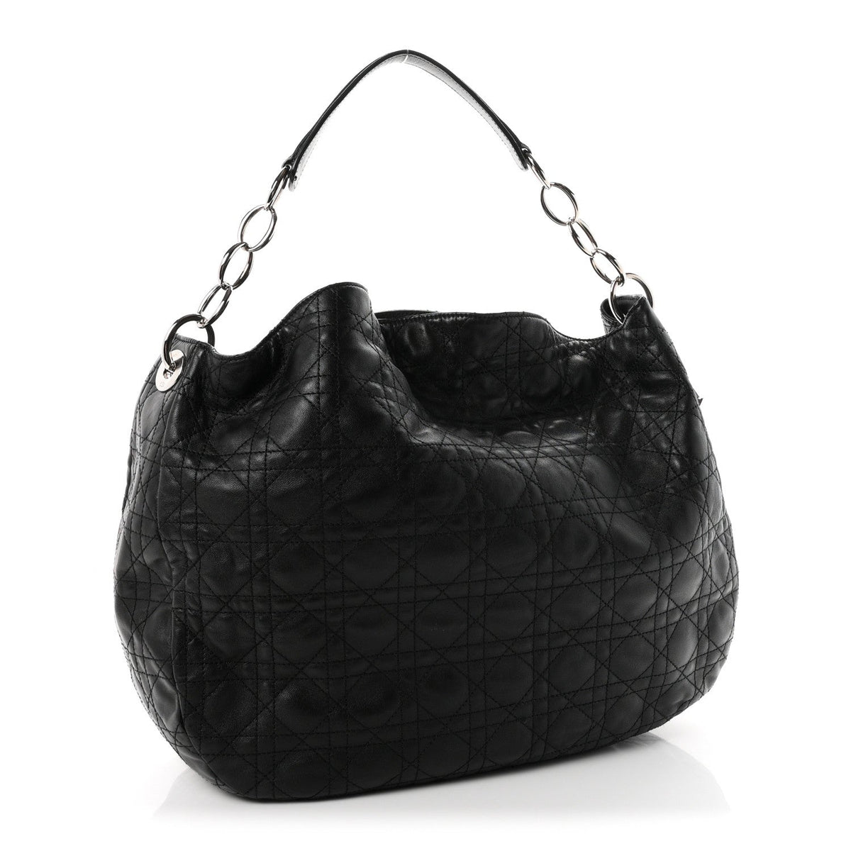 Lambskin Cannage Large Dior Soft Hobo Black