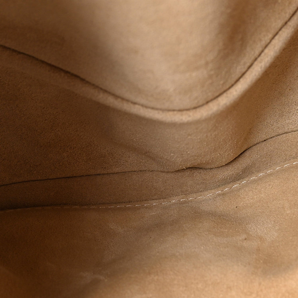 Grained Calfskin Low Key Shoulder Bag Limestone Gray