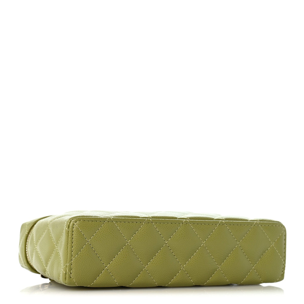 Caviar Quilted Top Handle Slim Vanity With Chain Khaki