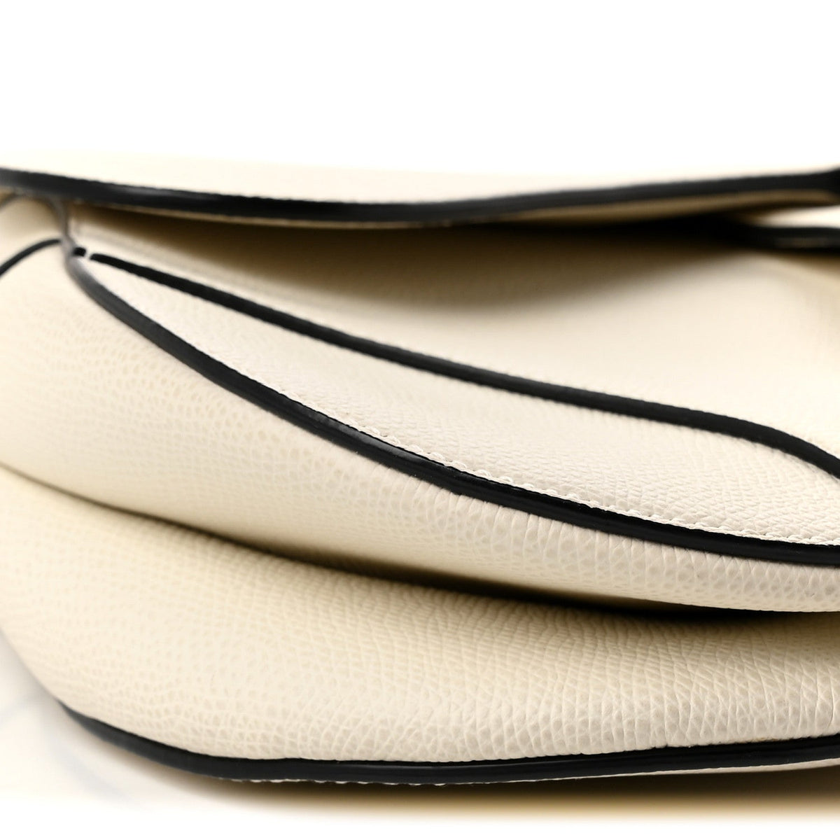 Grained Calfskin Saddle Bag White