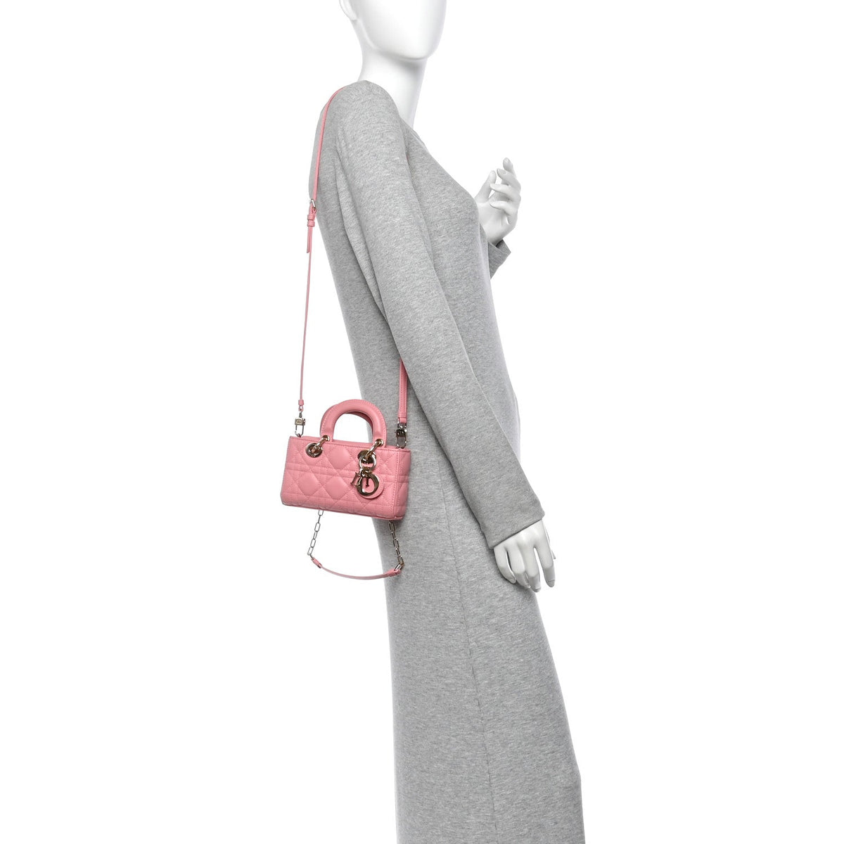 Lambskin Cannage Micro Lady D-Joy Pink