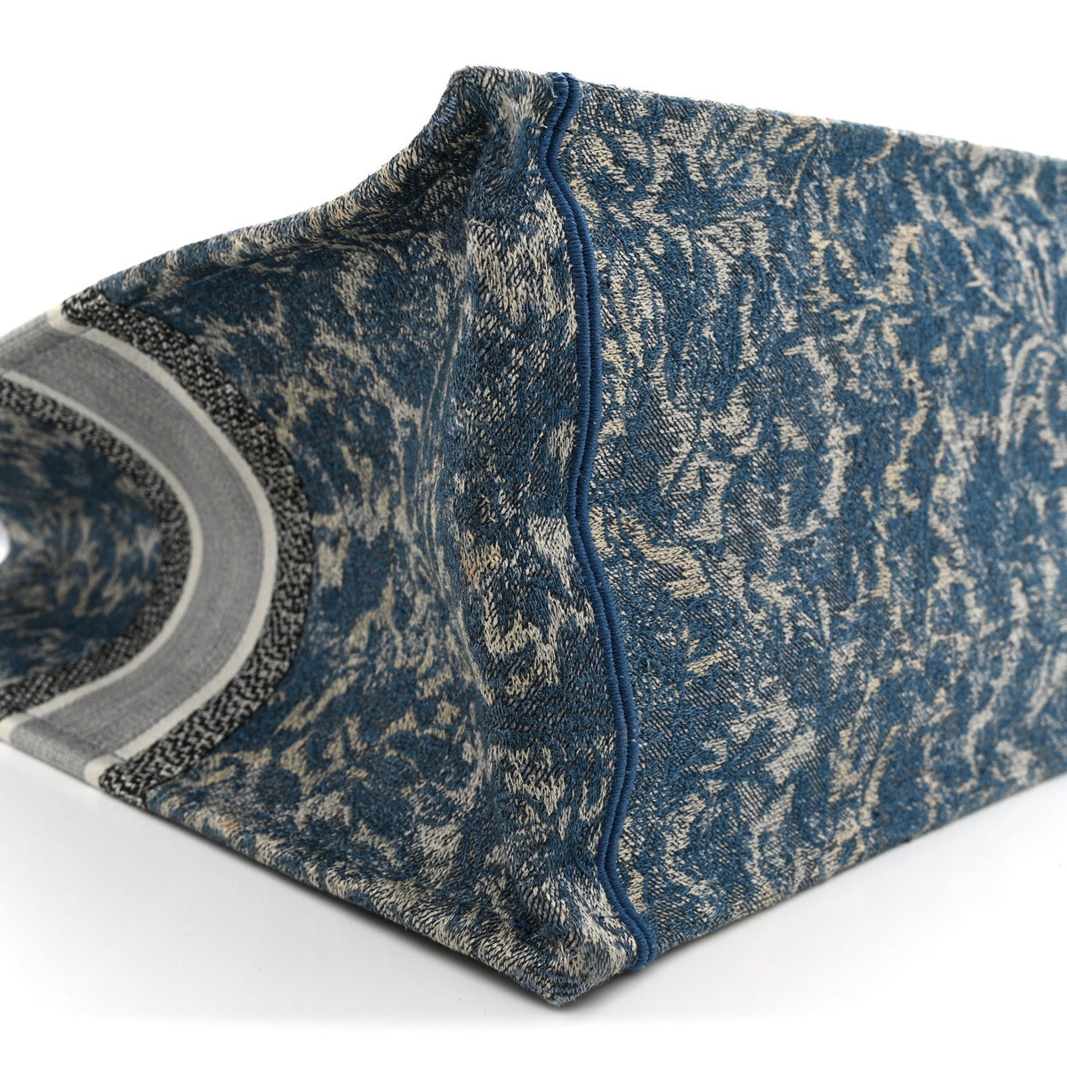 Canvas Embroidered Large Brocart Book Tote Blue