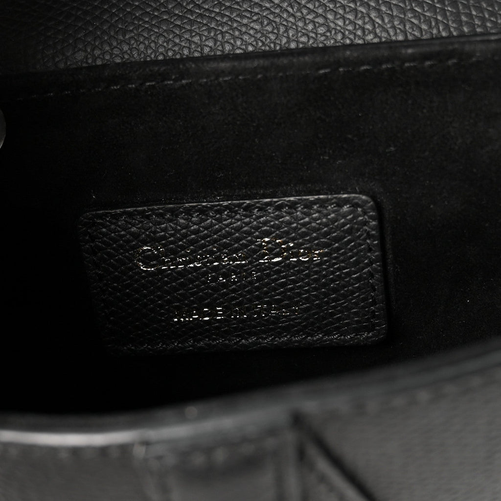 Grained Calfskin Mini Saddle Bag Black