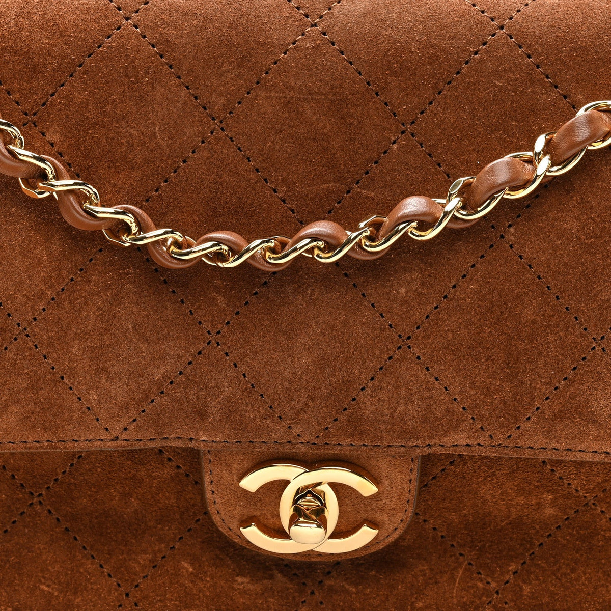 Suede Calfskin Small Souplissimo Maxi Flap Camel