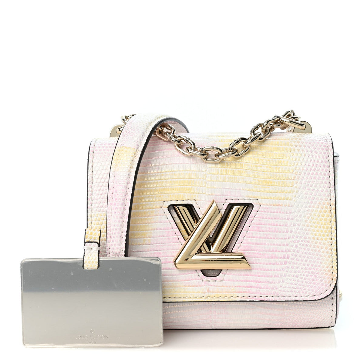 Iridescent Lizard Mini Twist Shoulder Bag Pastel Mirage