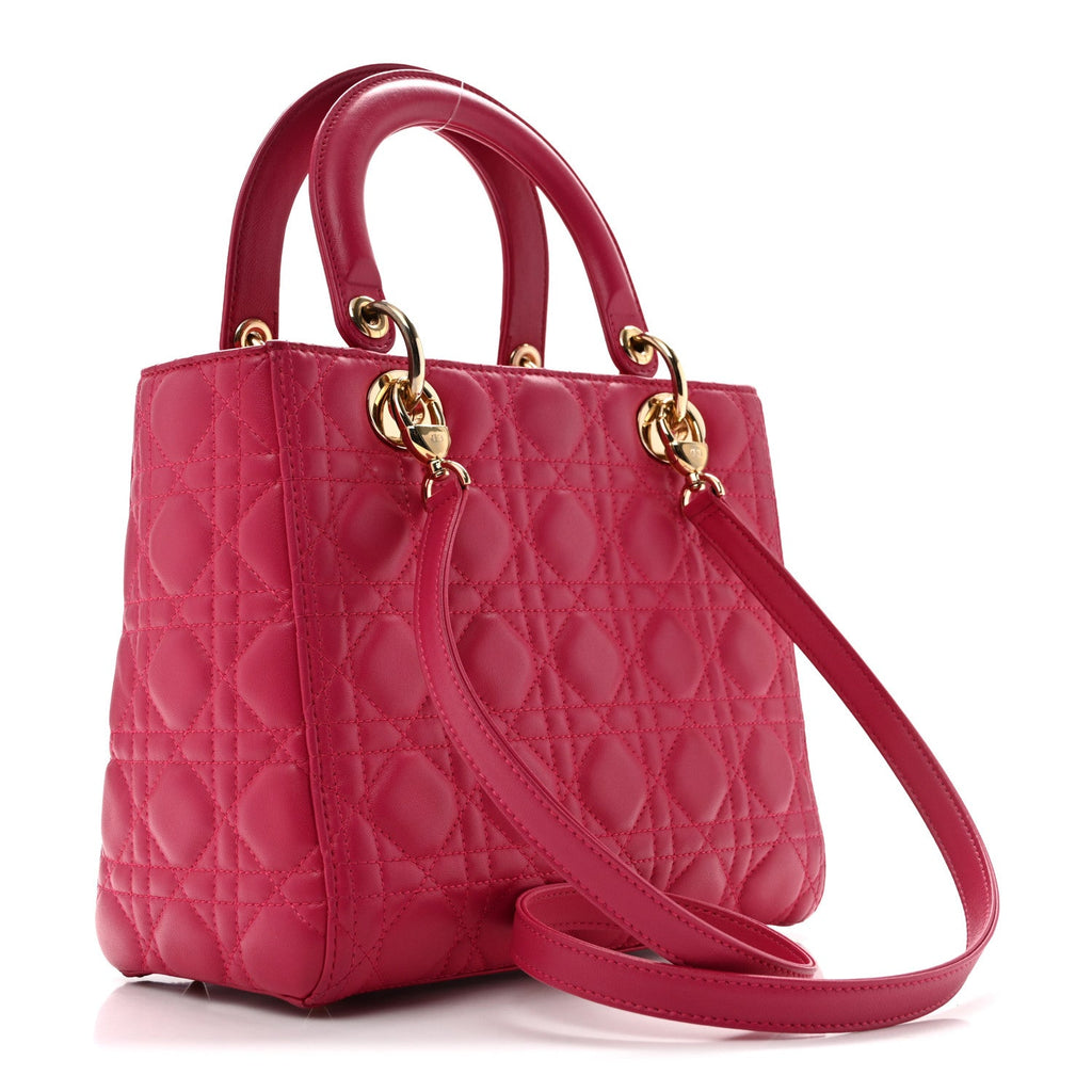 Lambskin Cannage Medium Lady Dior Fuchsia