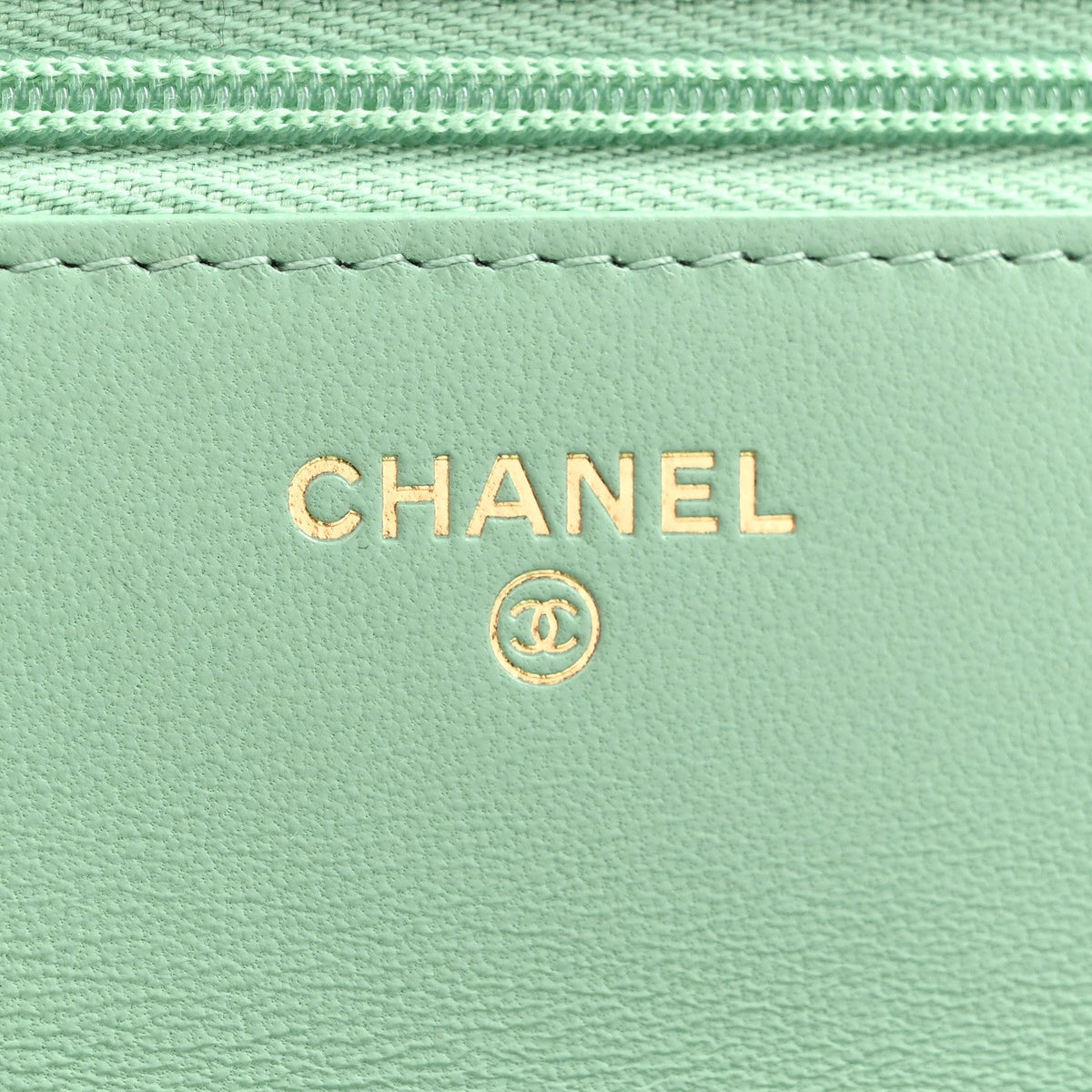 Lambskin Quilted Logo WOC Wallet On Chain Green