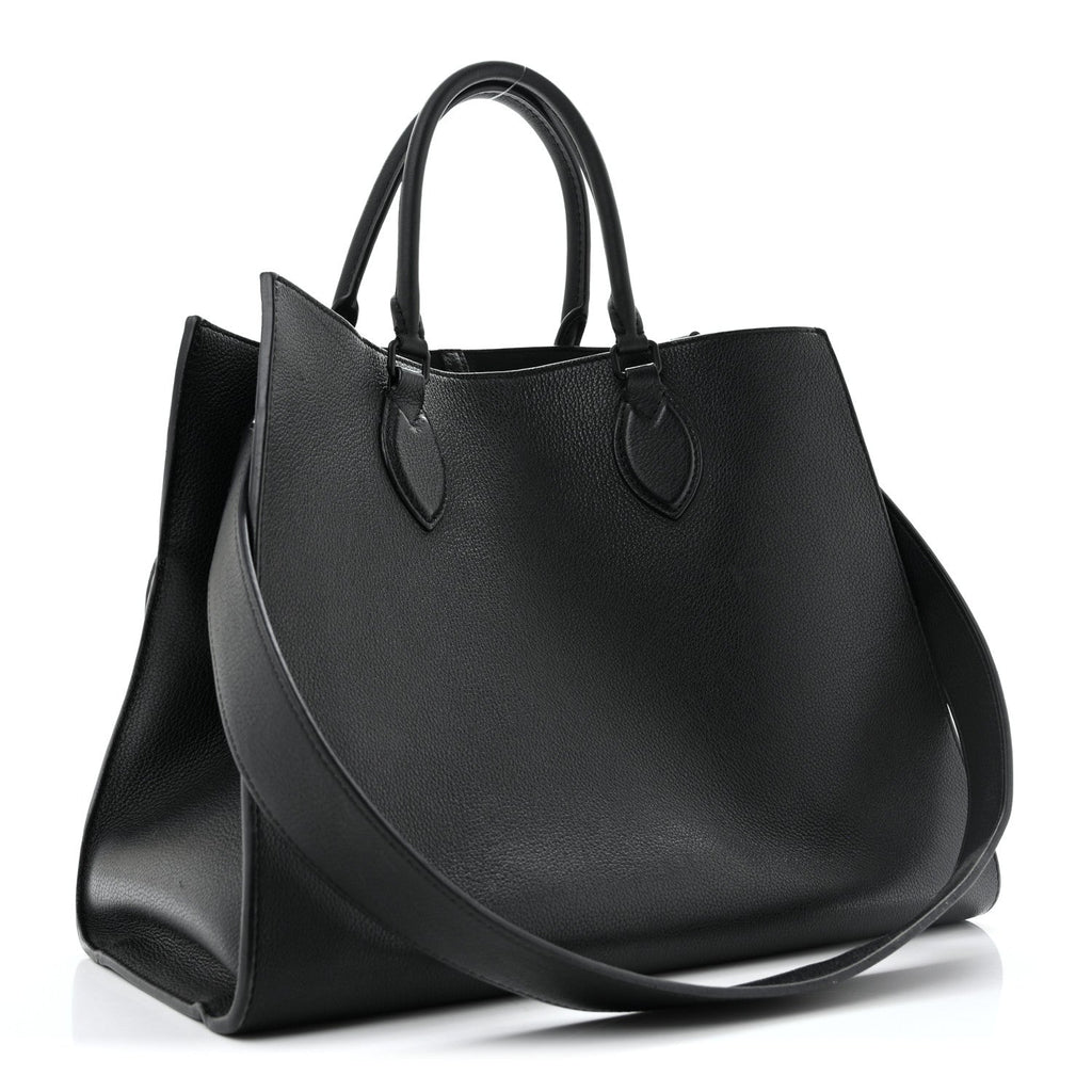 Soft Calfskin Lockme Tote MM Black