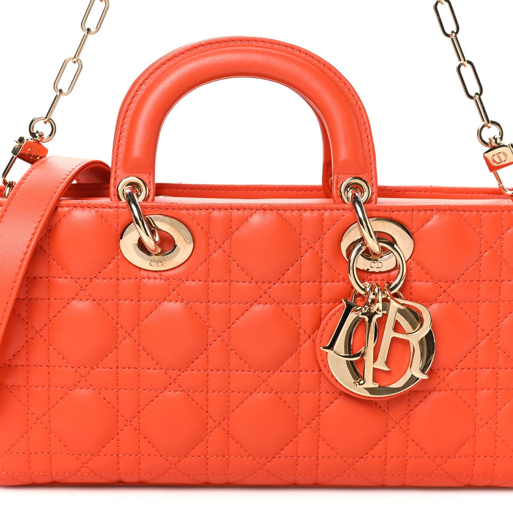Lambskin Cannage Small Lady D-Joy Orange