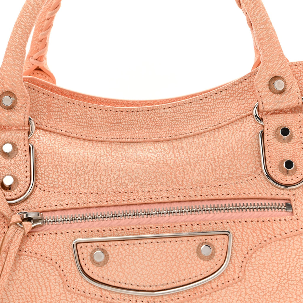 Chevre Silver Metallic Edge Hardware City Rose Peach