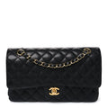 Caviar Quilted Medium Double Flap Black
