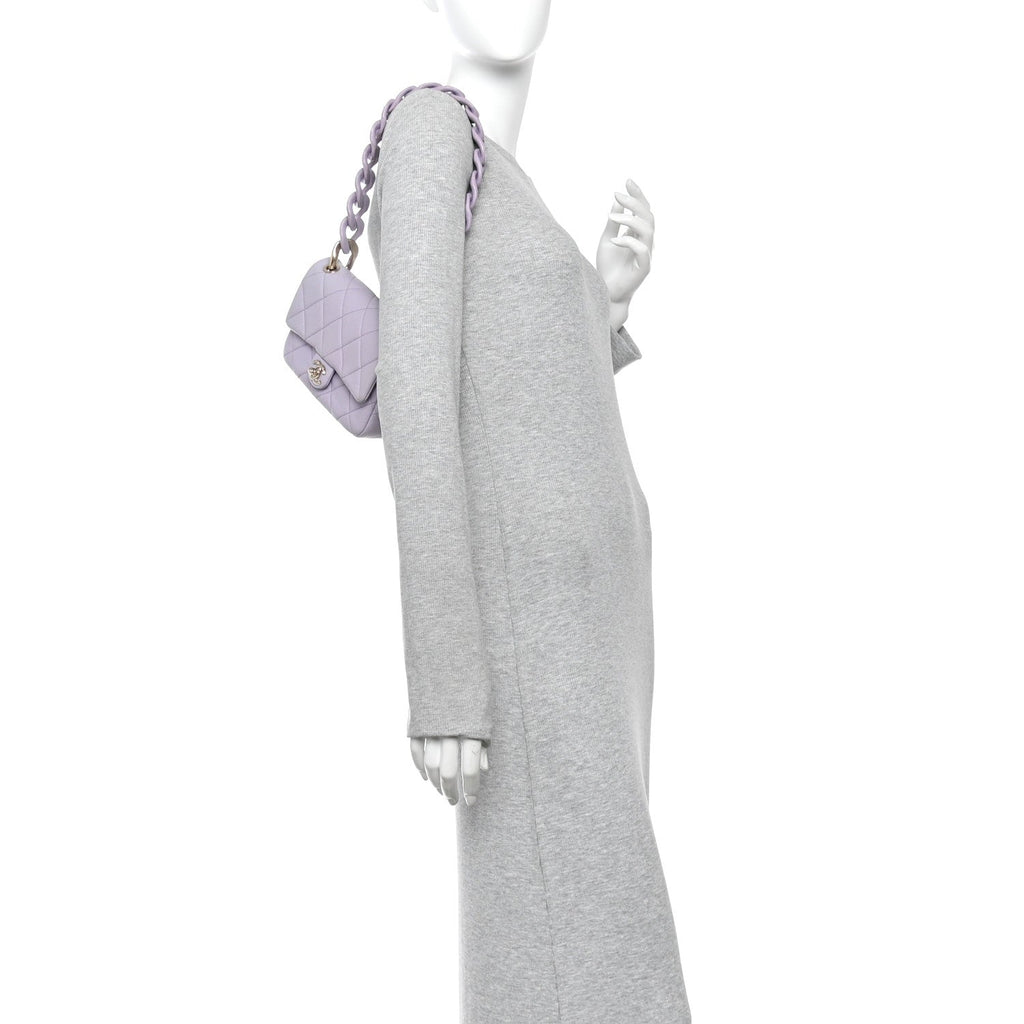 Caviar Quilted Funky Match Mini Flap Light Purple