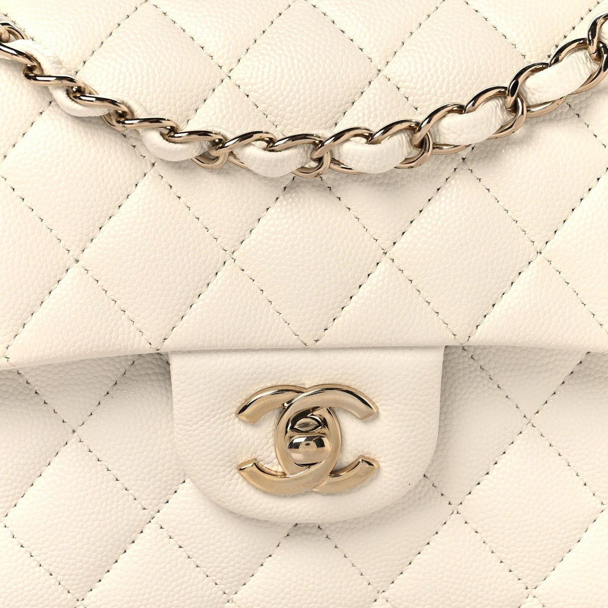 Caviar Quilted Small Double Flap White