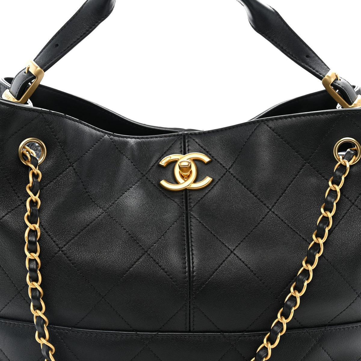 Calfskin Quilted Small Coco Base Shopping Bag Black
