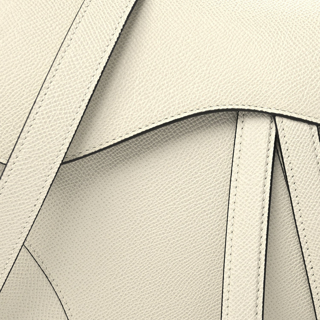 Grained Calfskin Saddle Bag With Strap Latte
