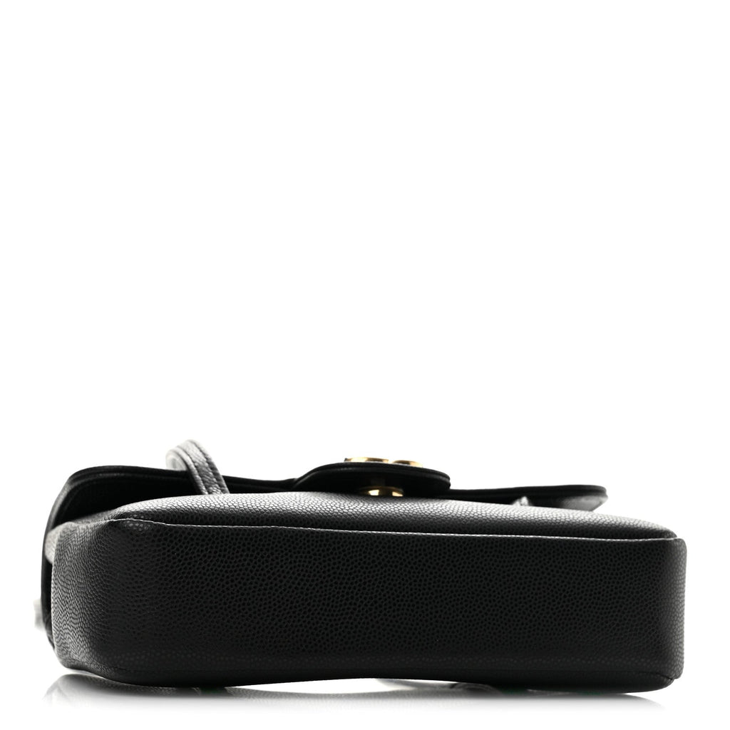 Shiny Caviar Mini Preppy Coco Shoulder Bag Black