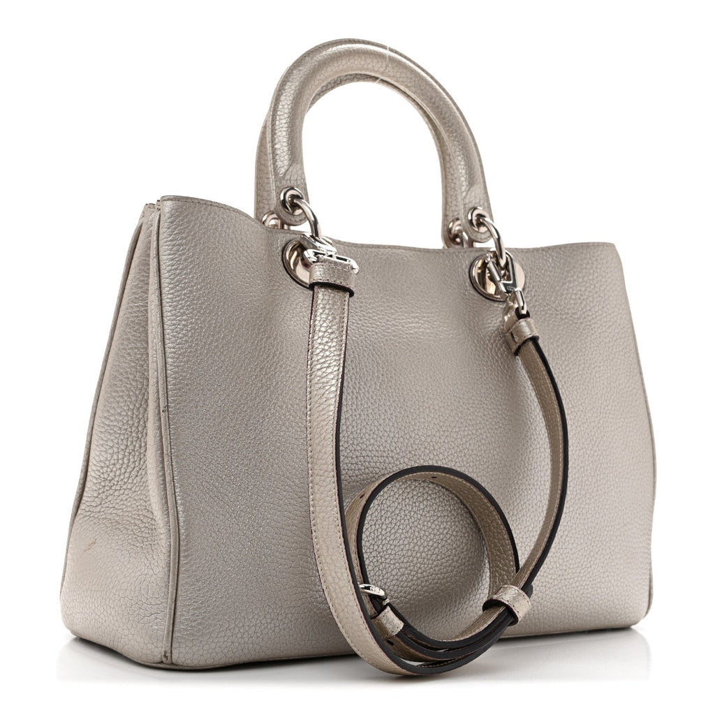 Metallic Bullcalf Medium Diorissimo Bag Champagne