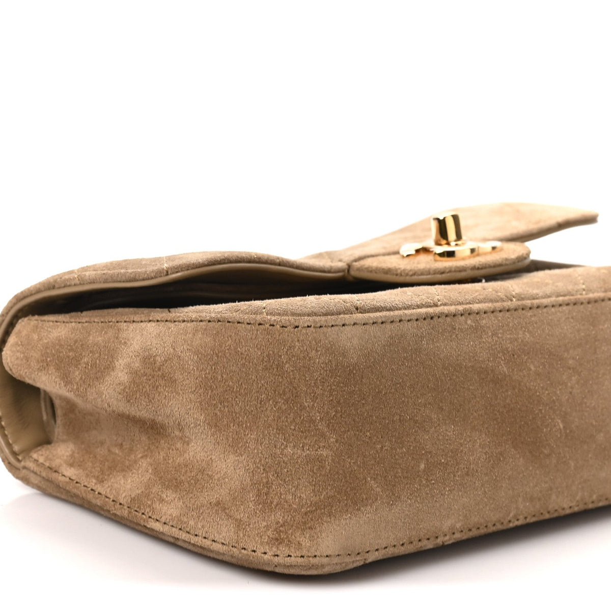 Suede Calfskin Mini Souplissimo Flap Dark Beige
