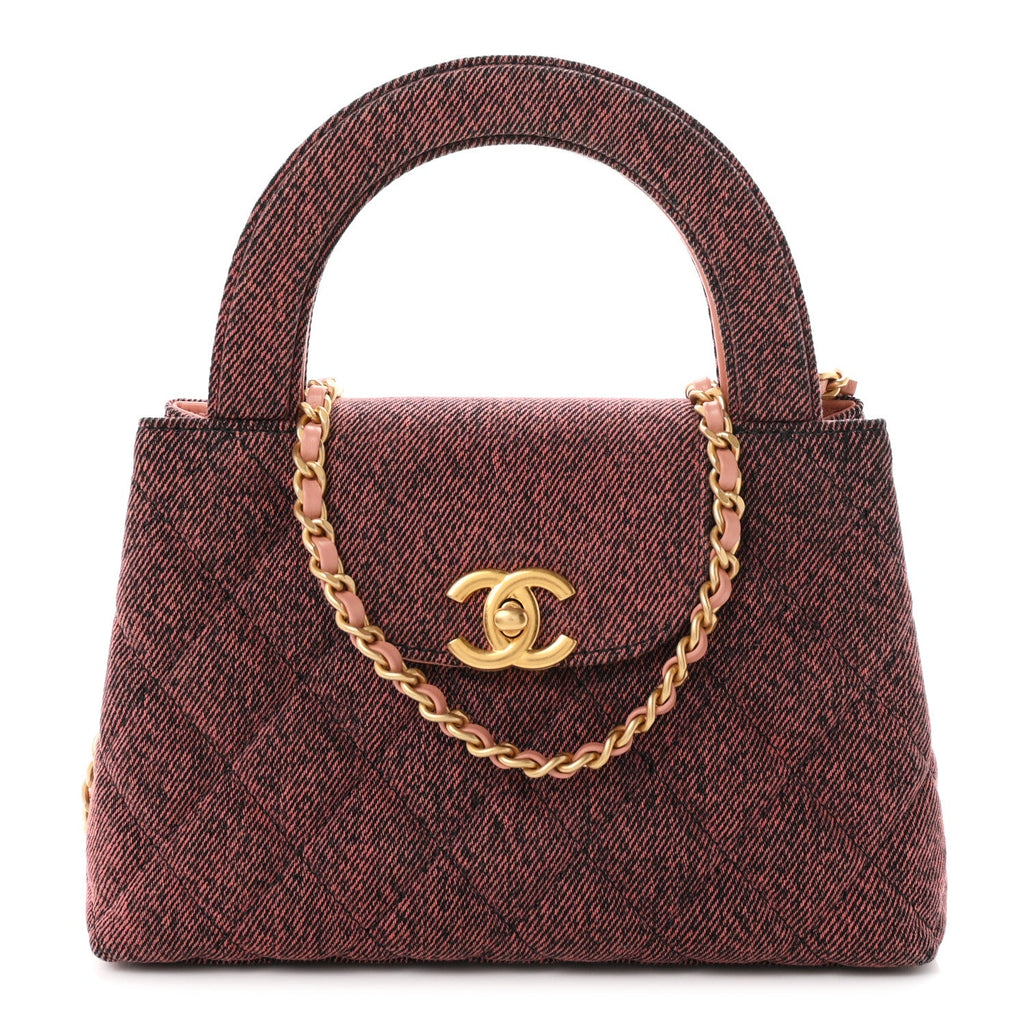 Denim Quilted Nano Kelly Shopper Orange Black
