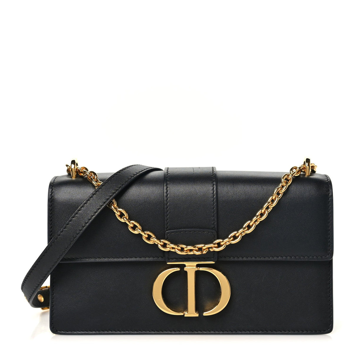 Calfskin 30 Montaigne East West Chain Flap Bag Black
