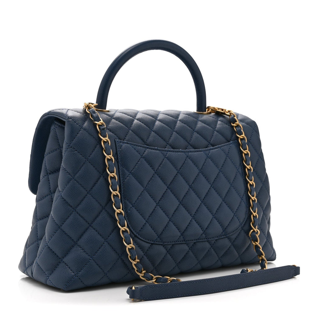 Caviar Quilted Medium Coco Handle Flap Blue