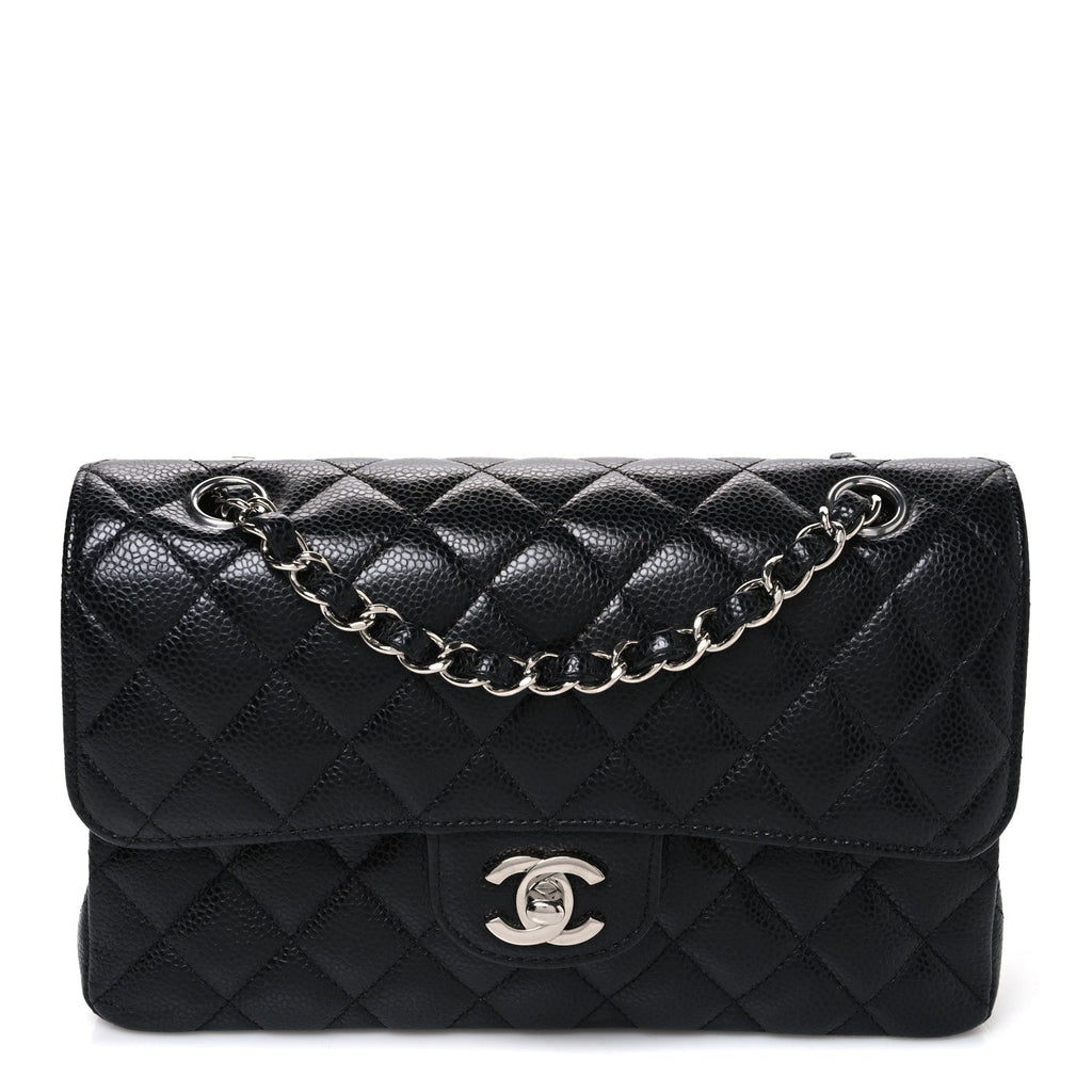 Caviar Quilted Small Double Flap Black