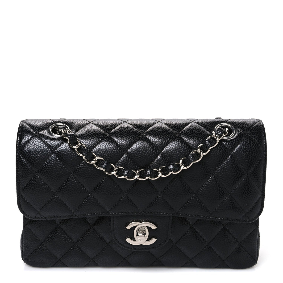 Caviar Quilted Small Double Flap Black