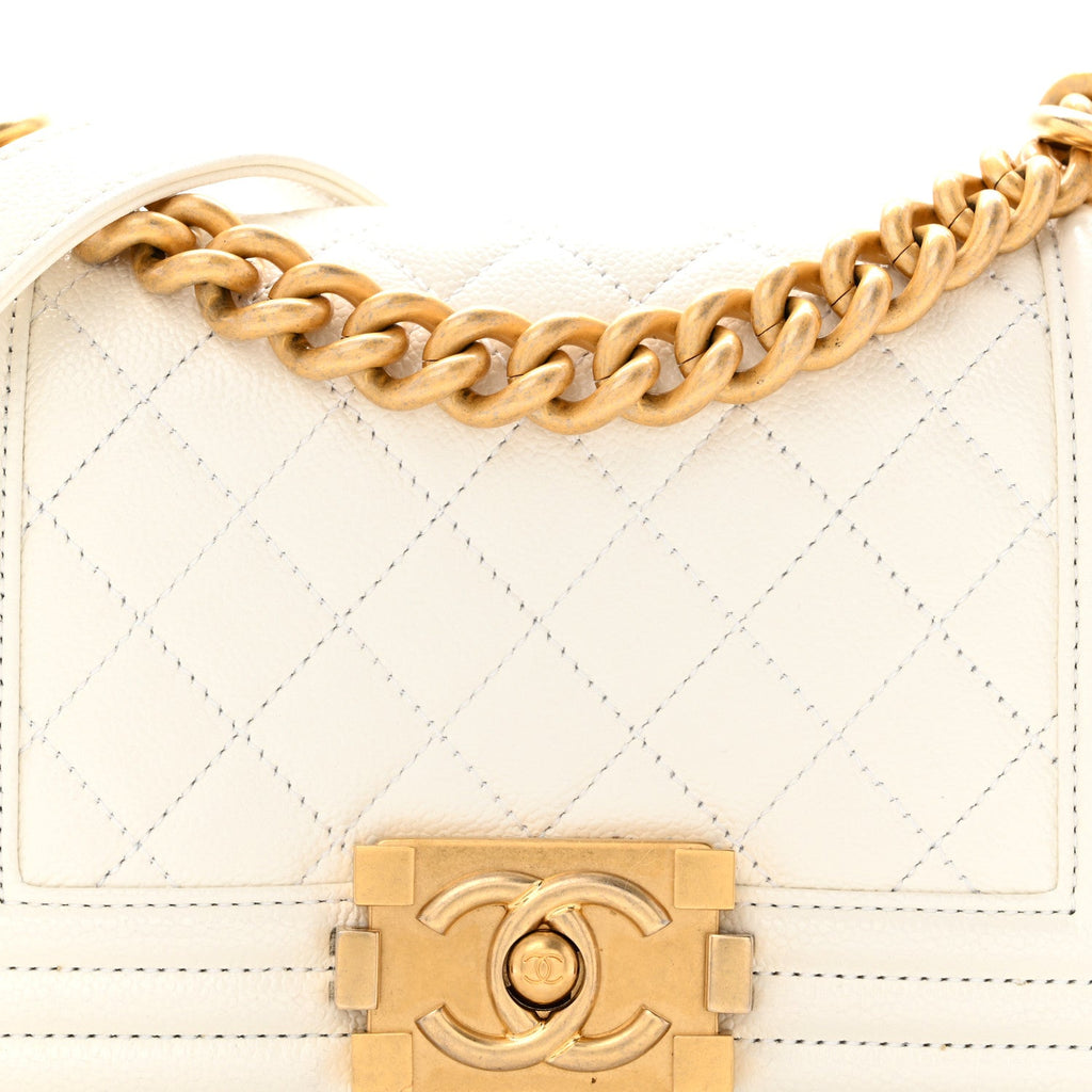 Caviar Quilted Small Boy Flap White