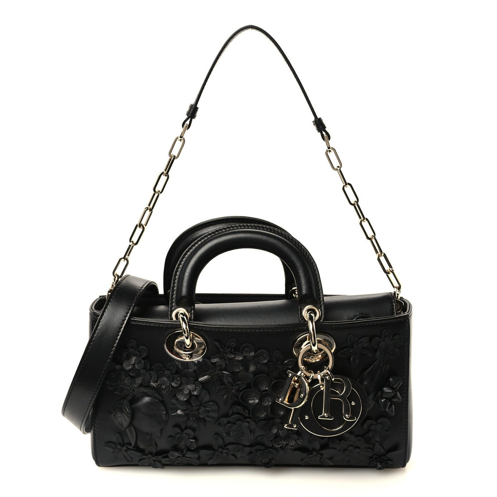 Lambskin 3D Flower Embellished Medium Lady D-Joy Multicolor