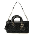 Lambskin 3D Flower Embellished Medium Lady D-Joy Multicolor
