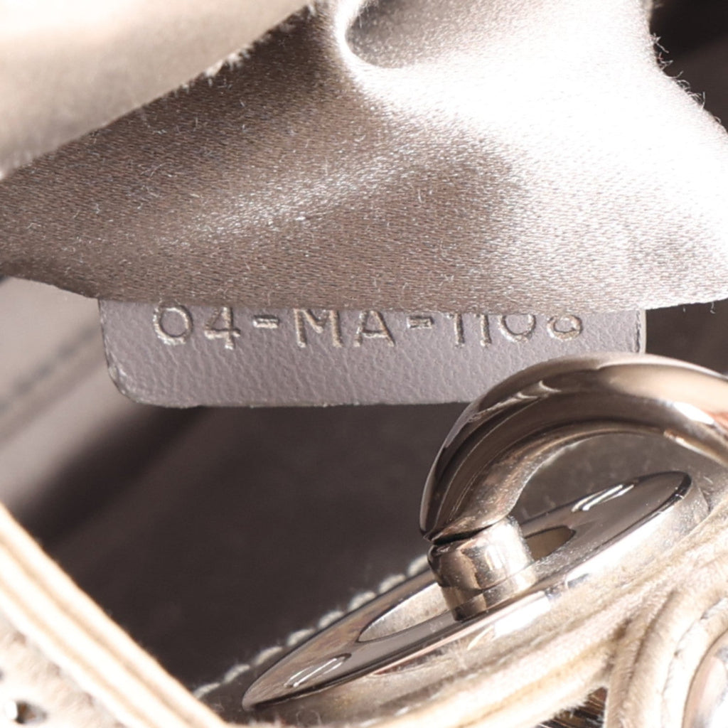 Satin Crystal Cannage Mini Lady Dior Gray