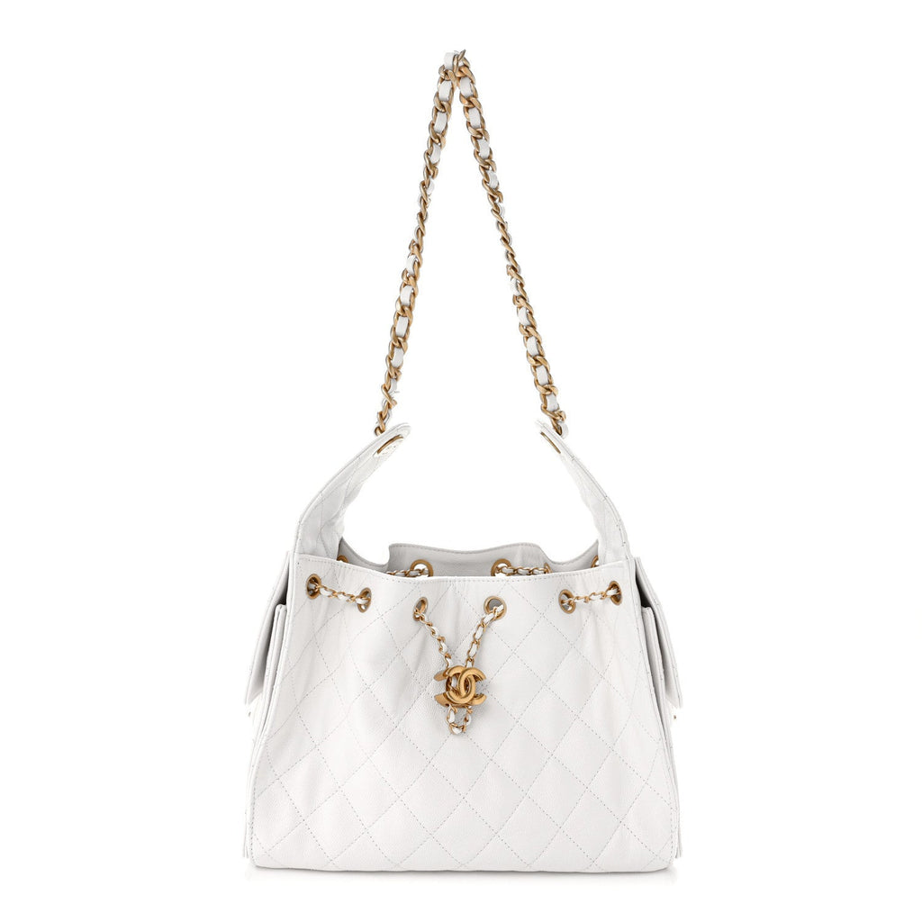 Caviar Quilted Small Chanel 25 Handbag White