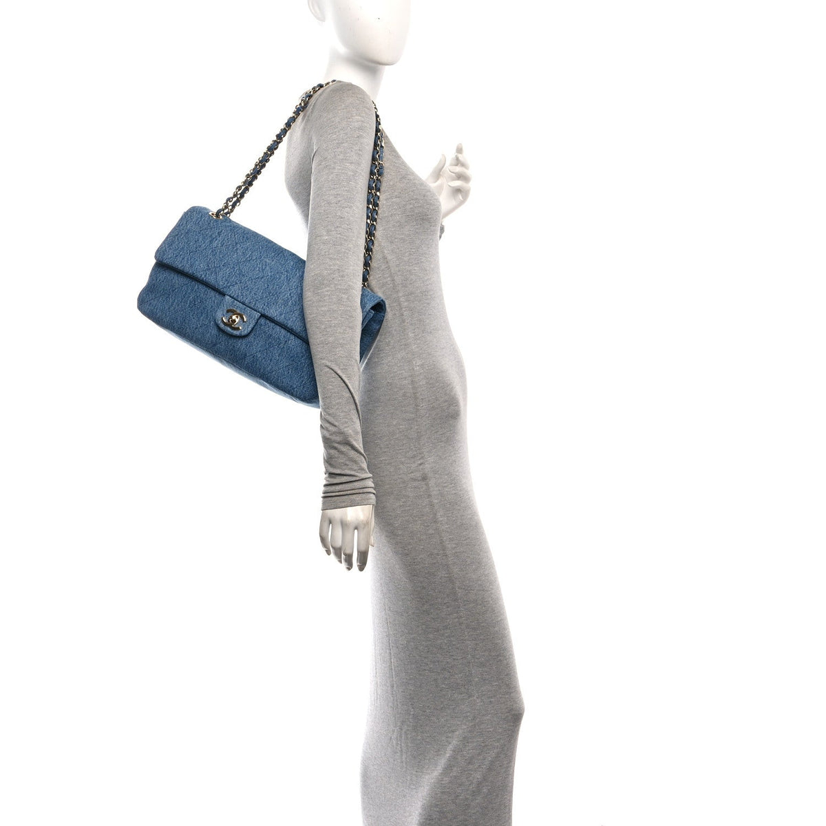 Denim Small Souplissimo Maxi Flap Blue