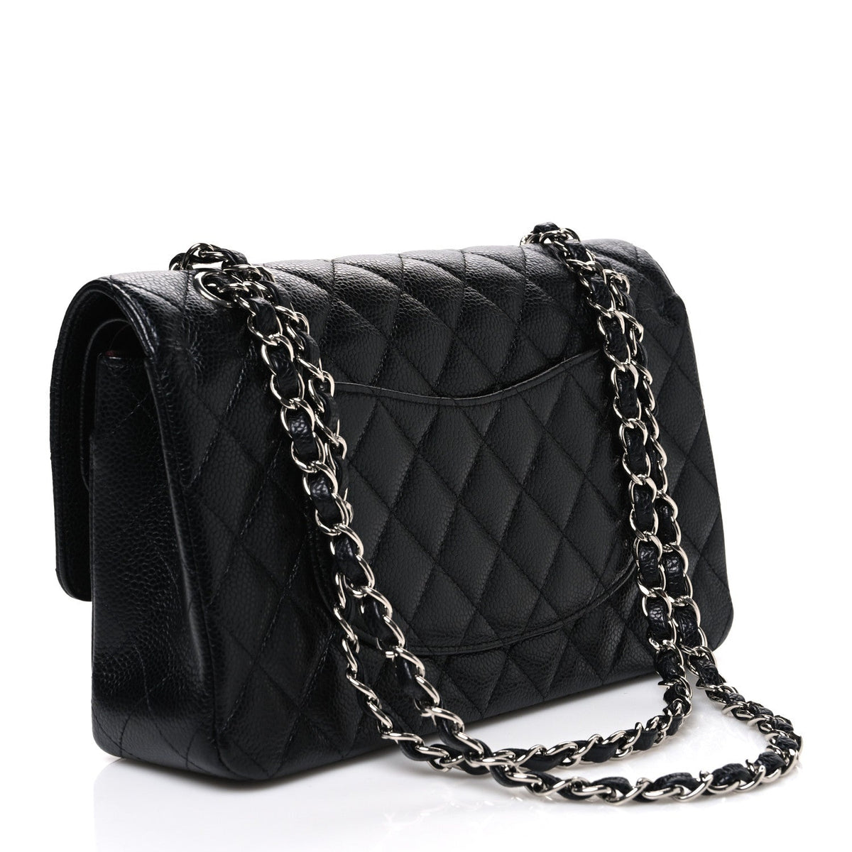Caviar Quilted Medium Double Flap Black