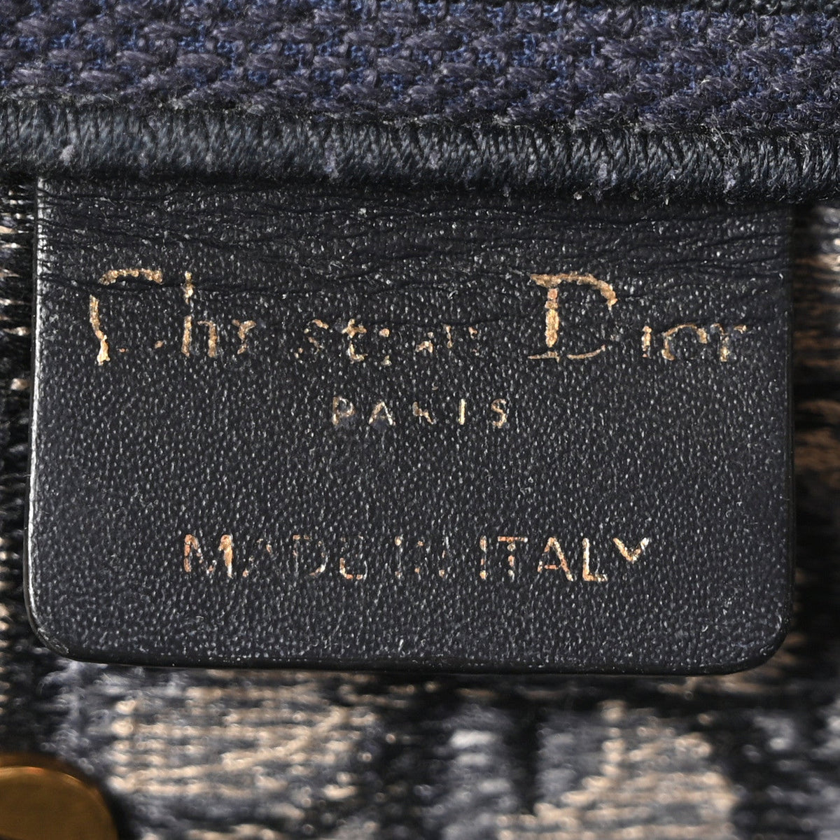 Oblique Embroidered Saddle Bag Blue