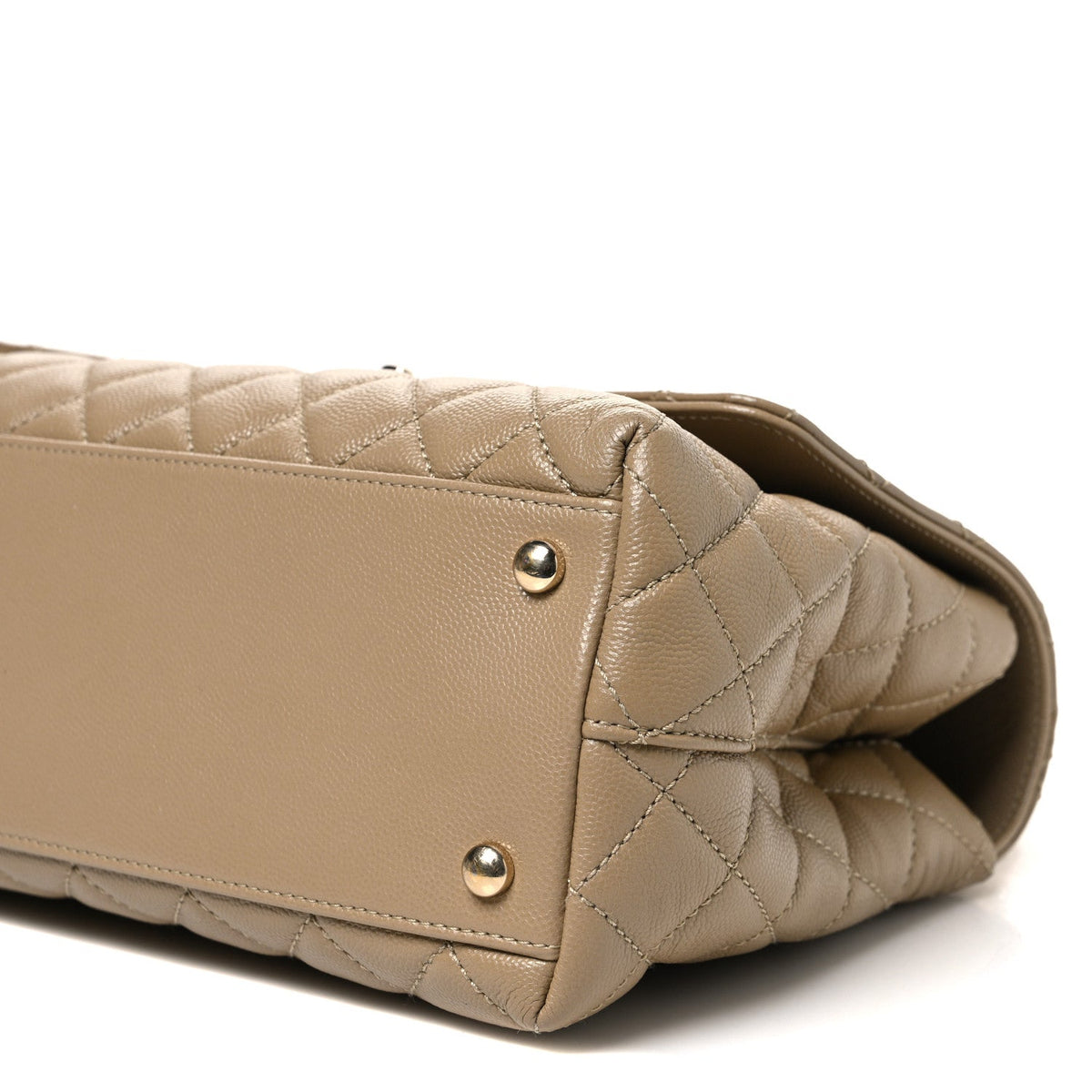 Caviar Lizard Embossed Quilted Small Coco Handle Flap Dark Beige