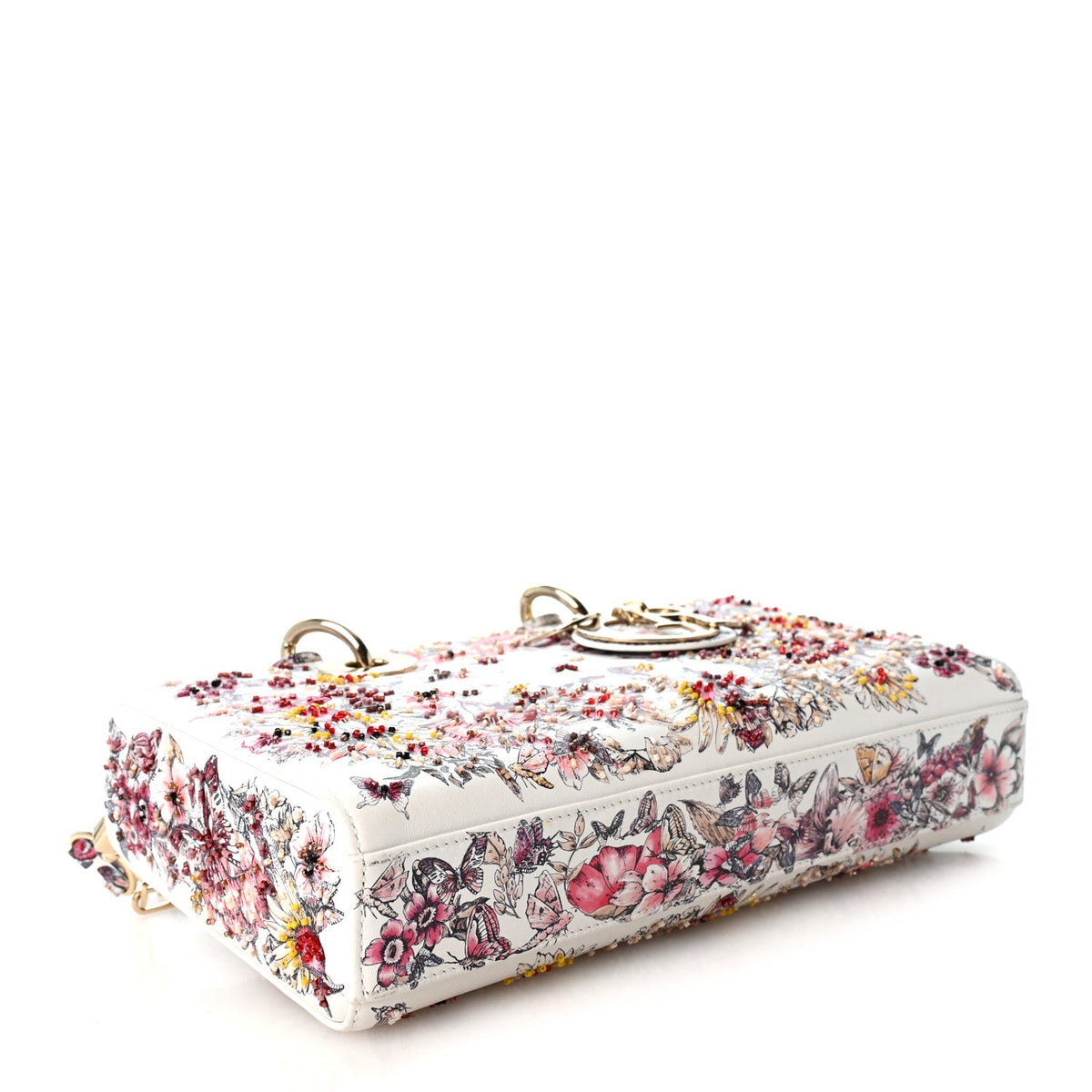 Calfskin Embroidered Butterfly Printed Lady D-Joy Multicolor