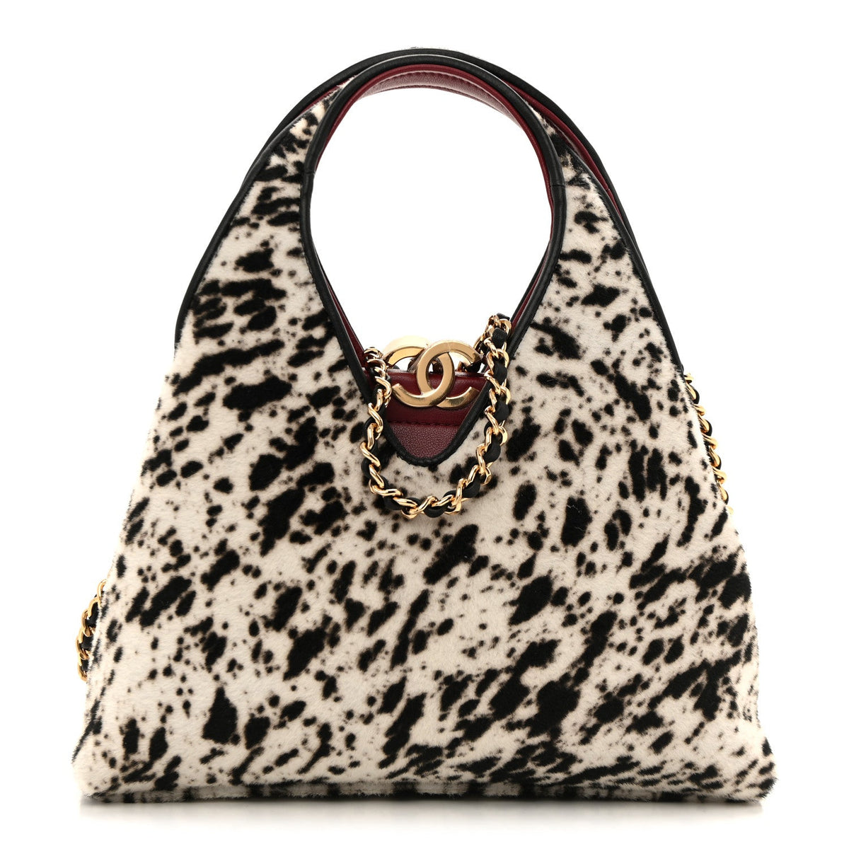 Pony Hair Printed Chic Lady Small Shopping Tote White Black